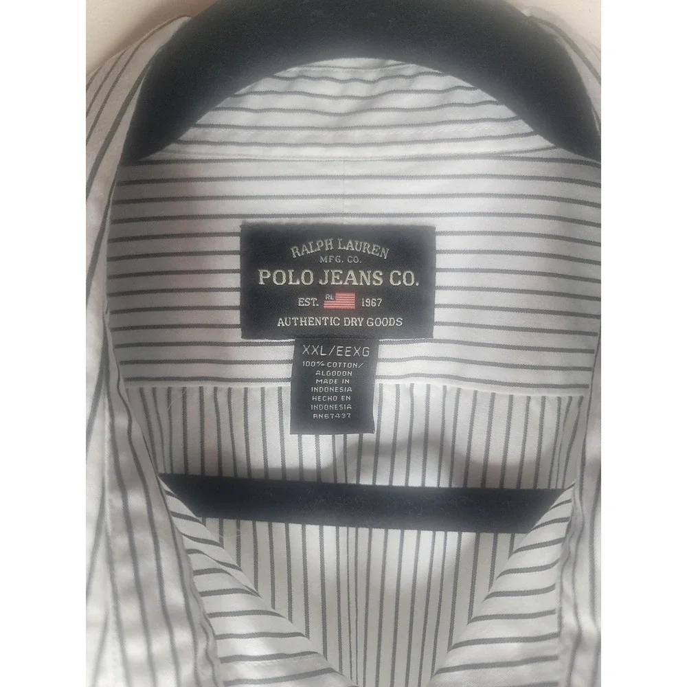 Polo Ralph Lauren Jeans‎ Co Mens XXL Button Down Shirt Striped French Cuff White